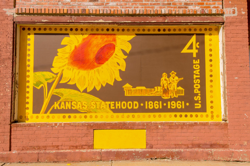 Sunflower-Stamp-Mural-Abilene,KS