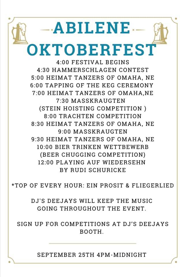 Oktoberfest-Abilene,KS-Schedule